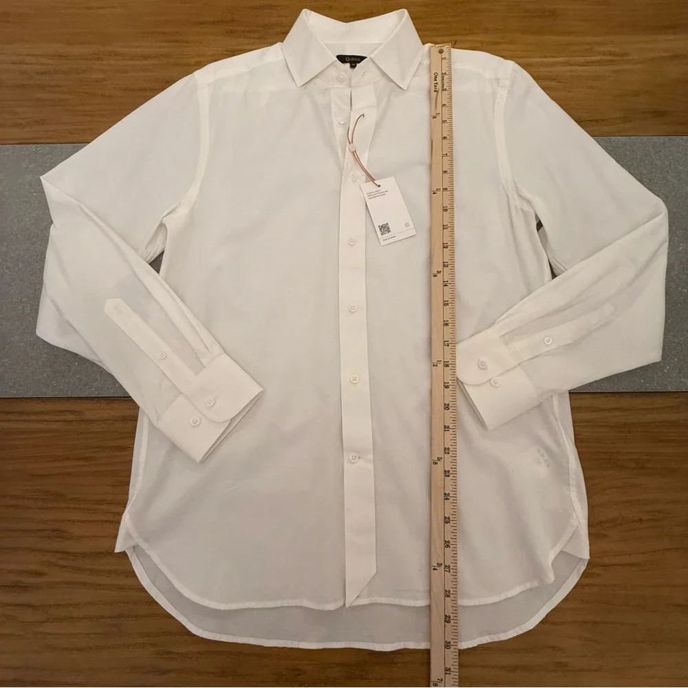 Quince White Organic Cotton Cashmere Brushed Twill Long Sleeve Shirt Size M NWT - Picture 4 of 8